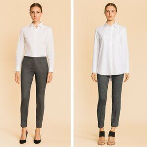 NEW ATM Anthony Thomas Melillo Adjustable Grey Pinstripe Cropped Dress Pants